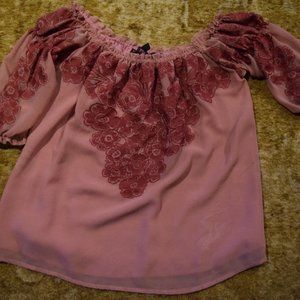 FOR LOVE & LEMONS Sicily Ruched Chiffon Floral Pink Blouse Flowy Top XS